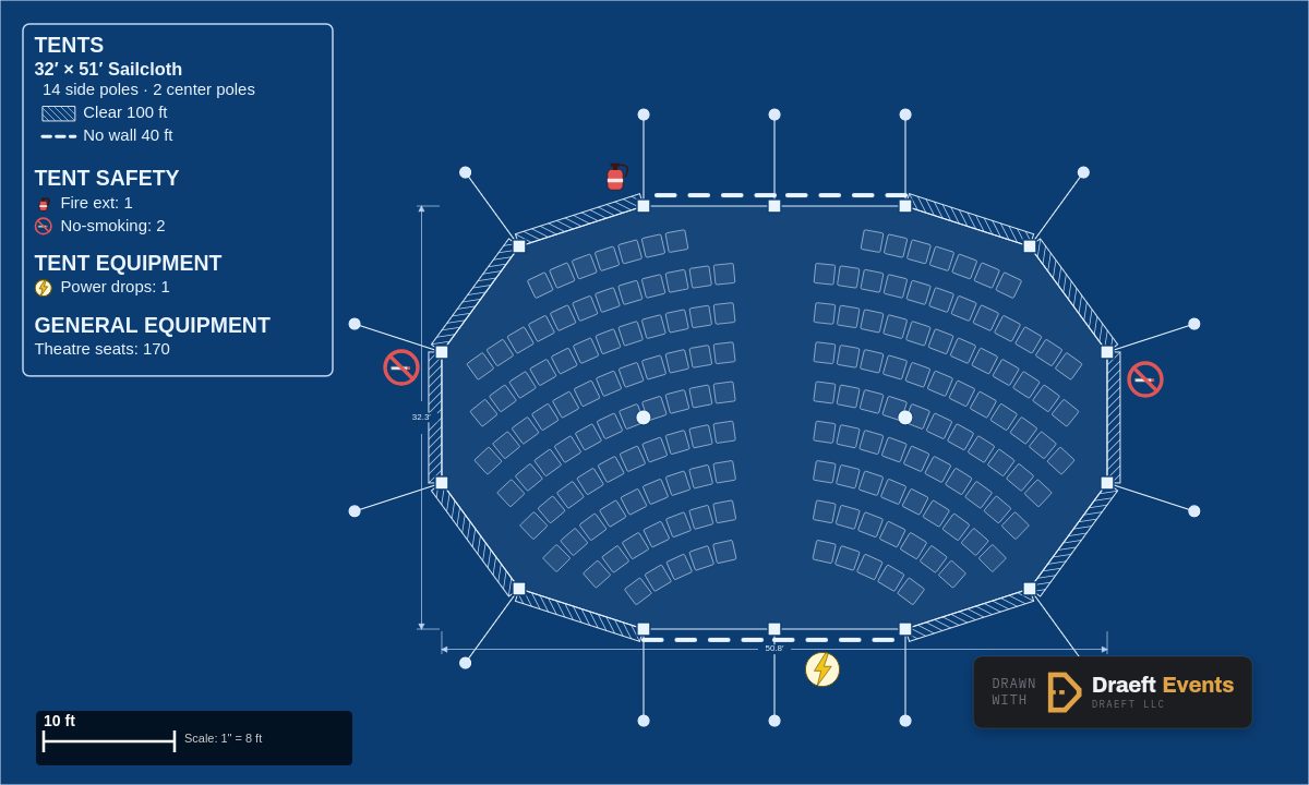 32 by 50 ceremony layout