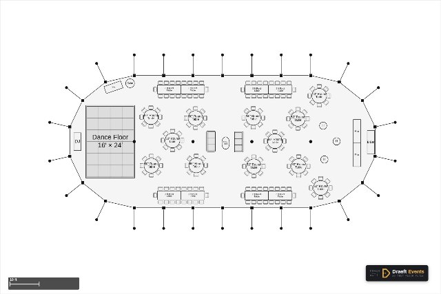 45 × 104 ft sailcloth tent floor plan seating 168 guests