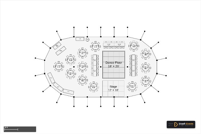 45 × 84 ft sailcloth tent floor plan seating 152 guests