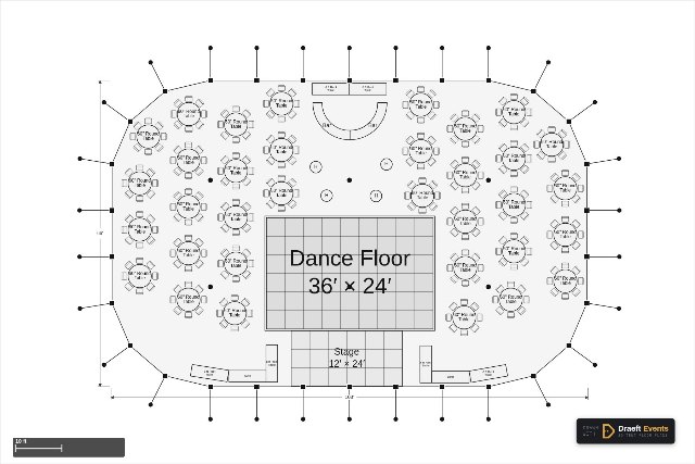 66 × 103 ft sailcloth tent floor plan seating 272 guests